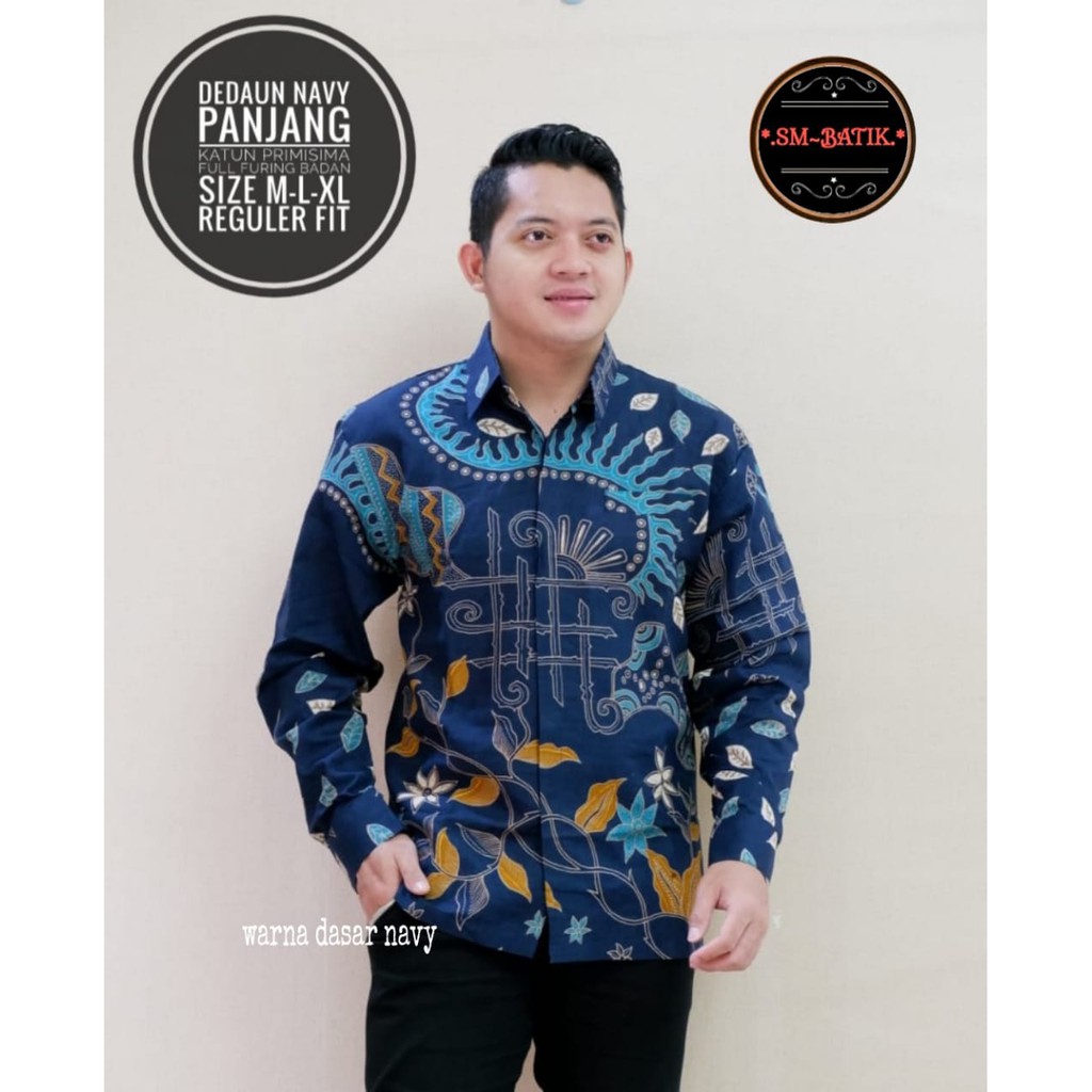 DEDAUN NAVY SM BATIKSOLOAMANAH KEMEJA BAJU BATIK PRIA SOLO LENGAN PANJANG PENDEK LAPIS FURING ATASAN BATIK PREMIUM MODERN KATUN HALUS SUKET SEGORO PEKSI KUNING NARAYA IJO PEKSI WIBOWO LESMANA HITAM PARANG TRUNTUM COKLAT PANJI LESMONO ADIWANGSA GOLD