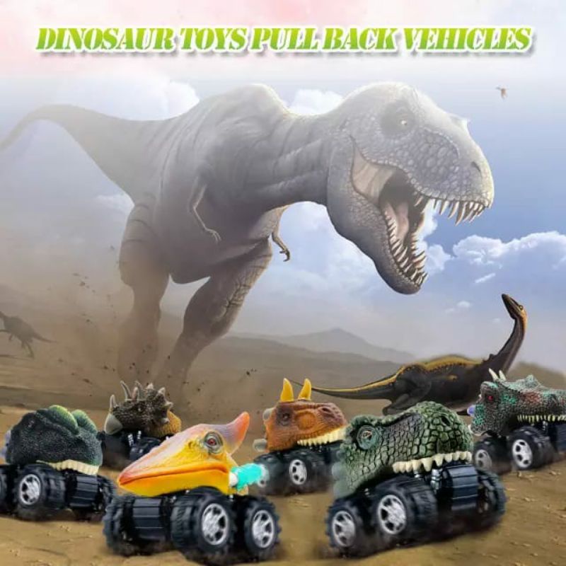 Mainan Mobil Dinosaurus Cars 6pcs Kado Paket Mobil Dino Toys Car Pull Back Hadiah Ultah