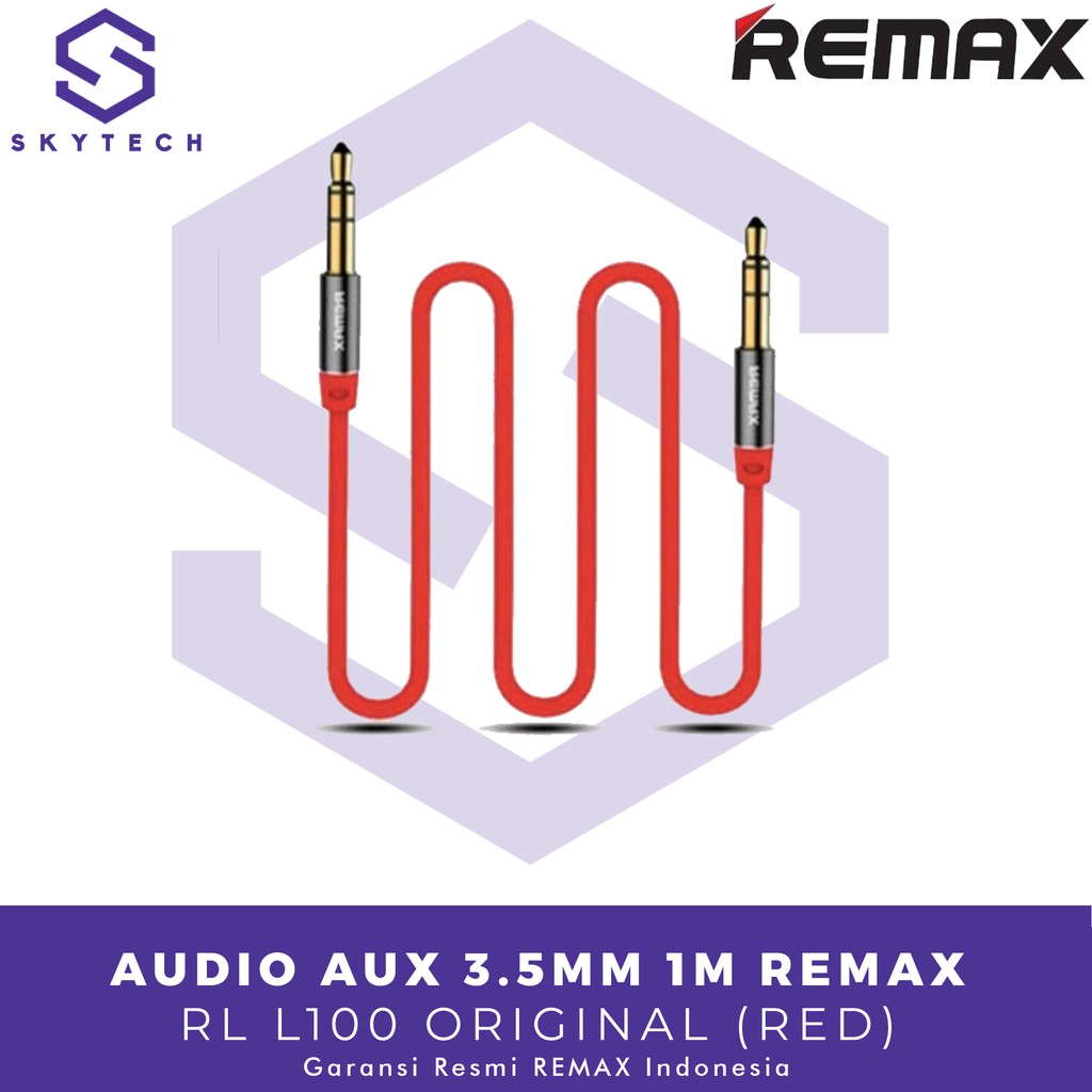 KABEL AUDIO AUX 3.5MM 1M REMAX RED RL L100 ORIGINAL GARANSI RESMI