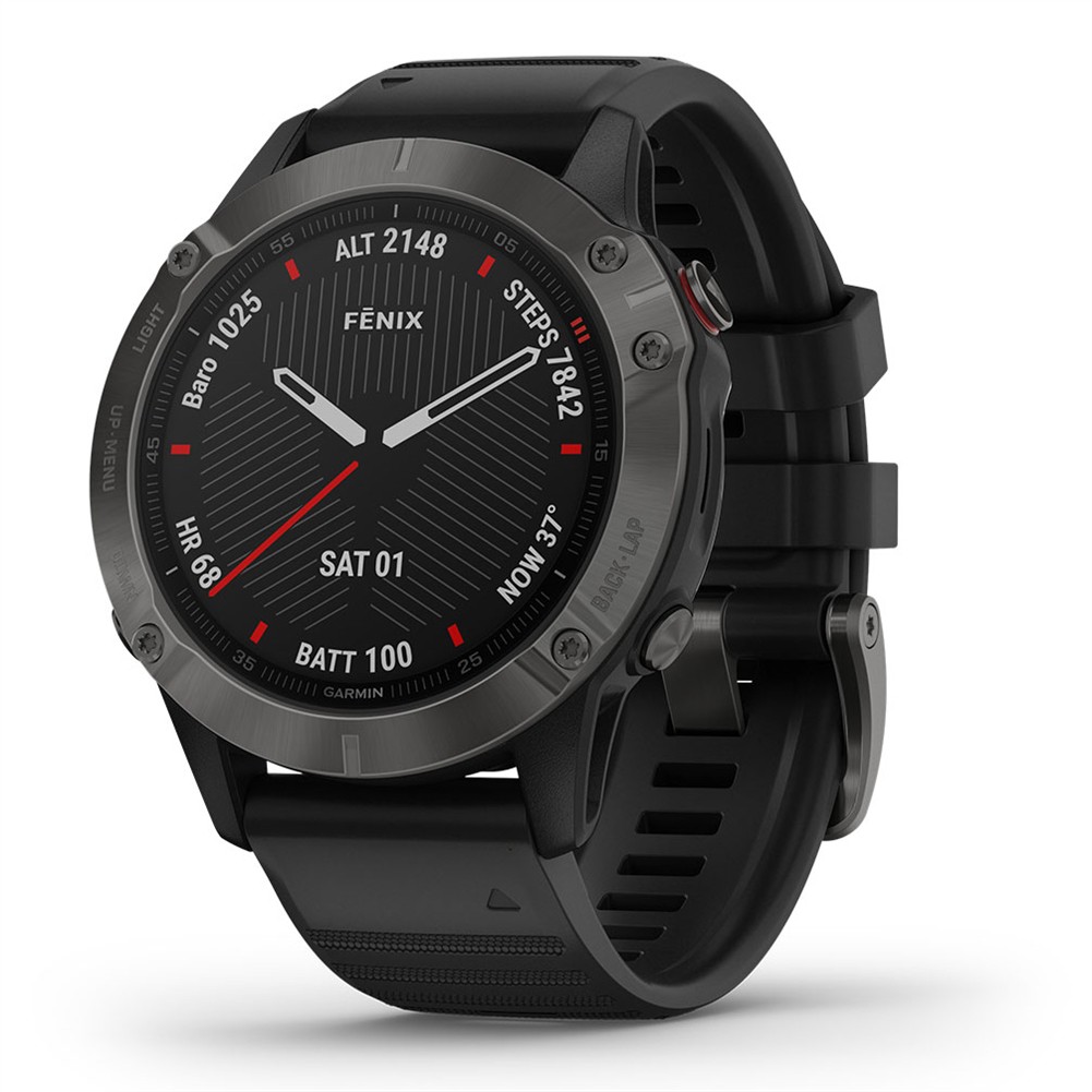 Garmin Fenix 6 Carbon Gray DLC with Black Band Original Garansi Resmi TAM 2 Tahun