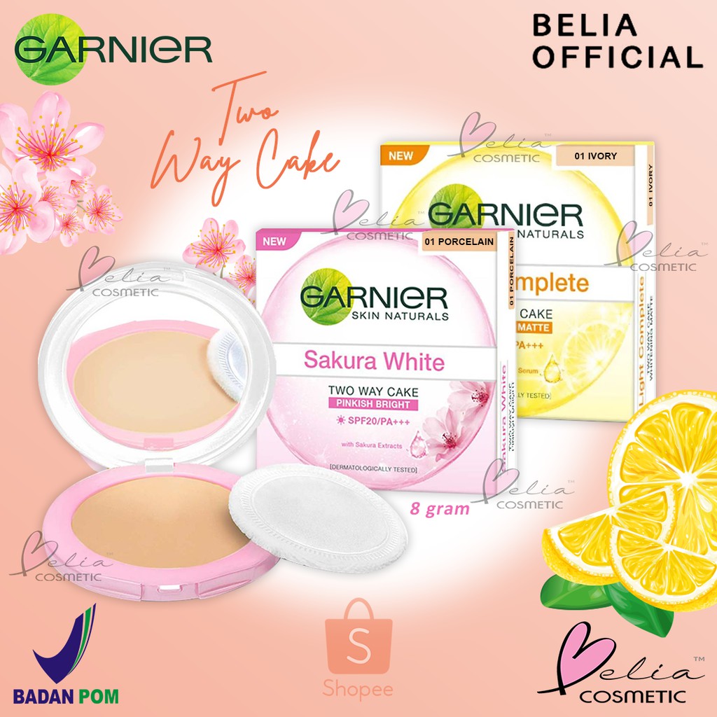GARNIER Sakura White Two Way Cake Pinkish Bright SPF 25 PA++ 8g | Face Powder ( BPOM)