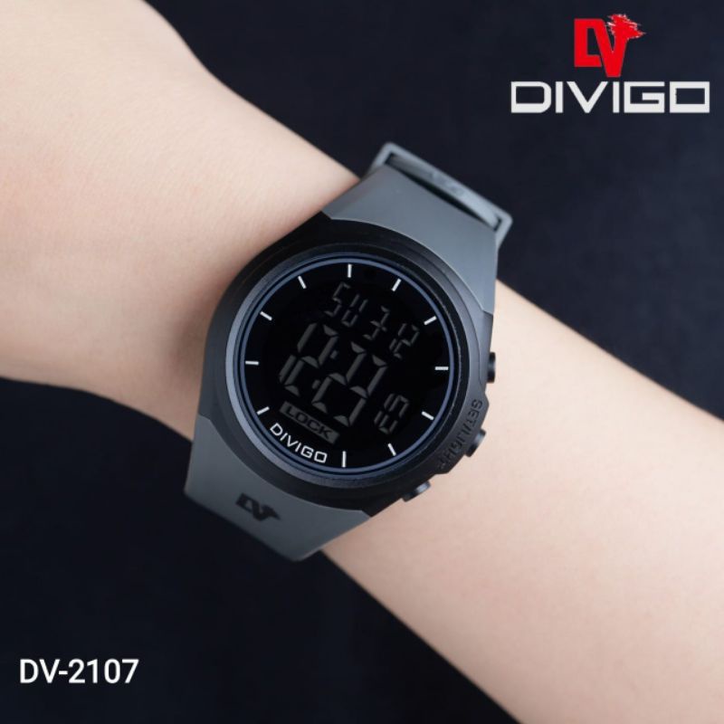 (Grosir)Jam Tangan Pria Divigo Dv2107 Digital Anti Air Strap Rubber(Terima Cod)