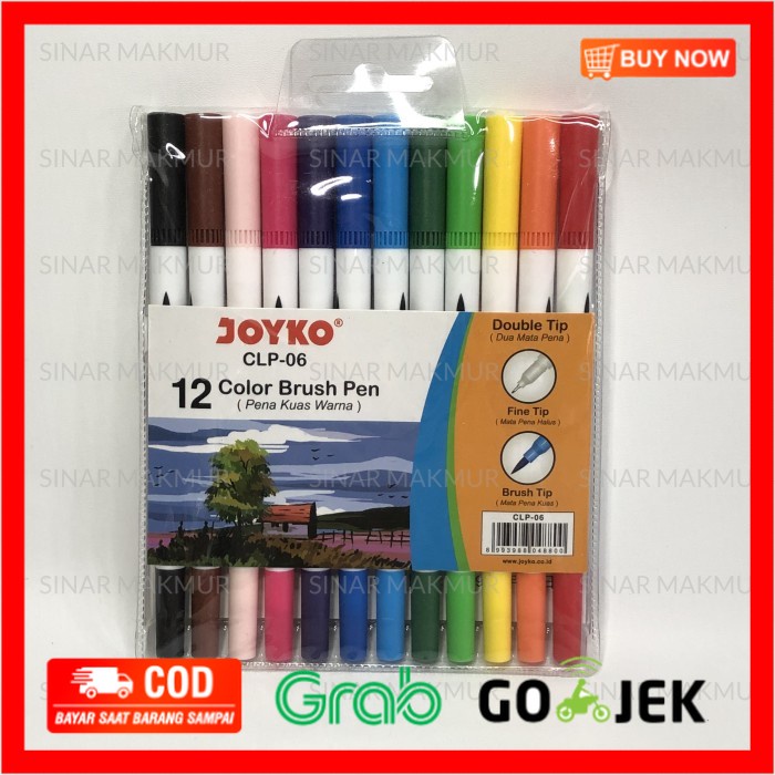 

(BISA COD) 12 Color Brush Pen / Pena Kuas 12 Warna Joyko CLP-06