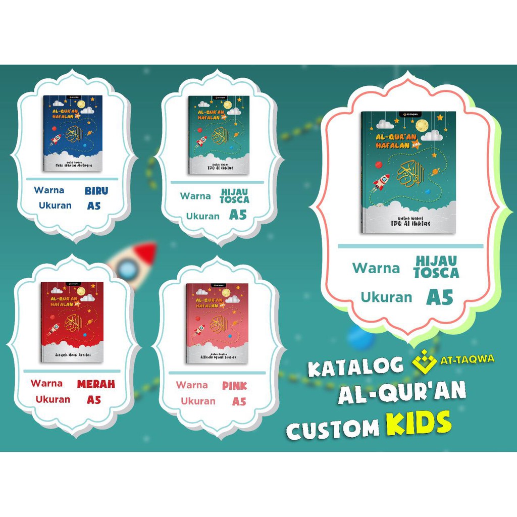 AL QURAN CUSTOM NAMA ATTAQWA KIDS ALQURAN HAFALAN ANAK TERJEMAHAN PERKATA GRATIS CUSTOM A5