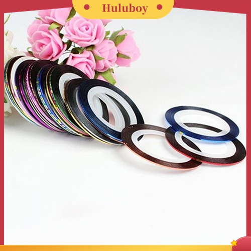 Huluboy Huluboy♡ 30pcs / Roll Stiker Tape Garis Warna Campur Untuk Dekorasi Nail Art DIY