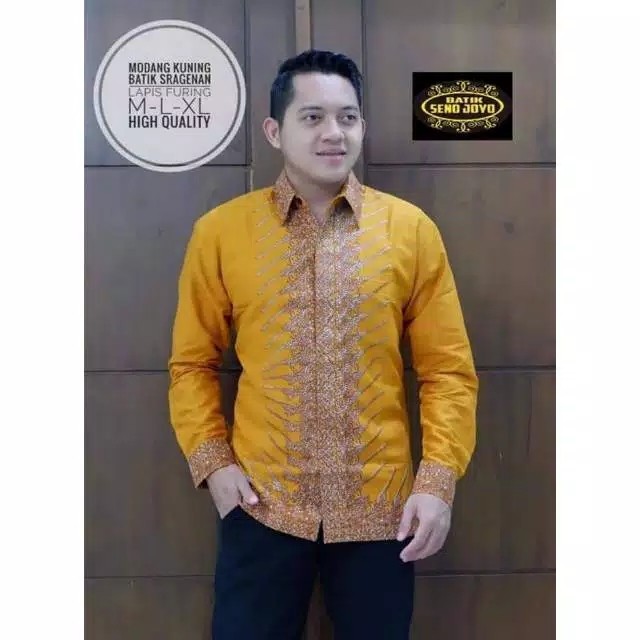 Modang Kuning Kemeja Batik Pria Lengan Panjang Full Furing