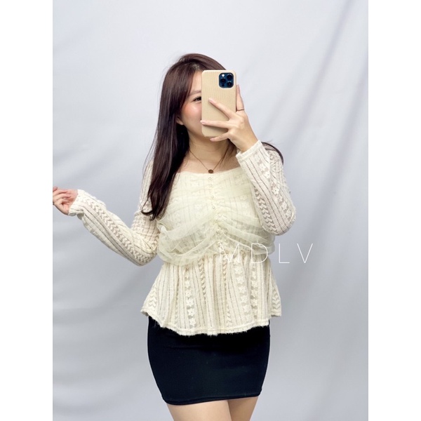 MDLV ~ 8824 HENRITA PEPLUM BLOUSE KOREA PREMIUM BLOUSE WANITA ATASAN LENGAN PANJANG FASHION IMPORT