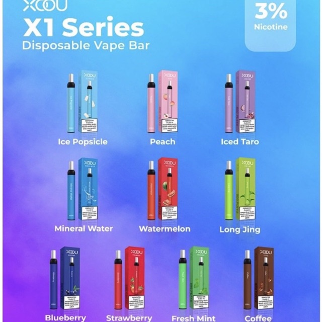 XOOU X1 Disposable Vape 800 Puffs - Vape Sekali Pakai Nic 3% Sesuai dengan namanya Disposable Pod yaitu hanya sekali pakai