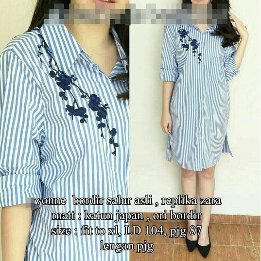 kemeja tunik-blouse wanita-hem salur
