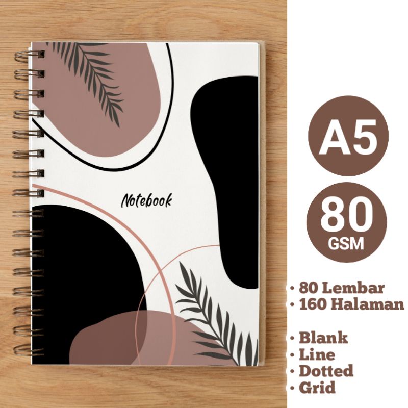 

Buku Notebook Spiral A5 Line/Dotted/Grid/Blank 80 Lembar