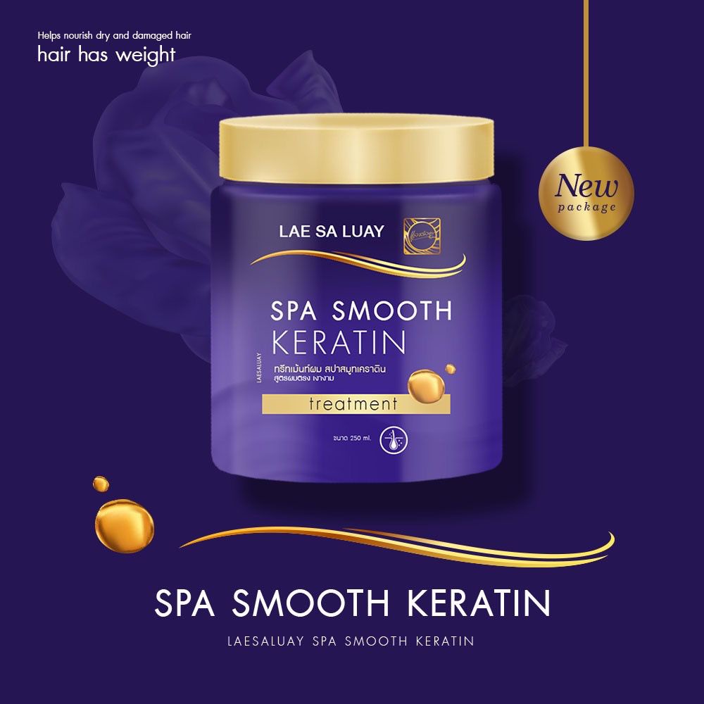 BPOM Lae Sa Luay Hair Spa Smooth Keratin Masker Rambut Creambath Treatment Rambut 250ml Ori Thailand