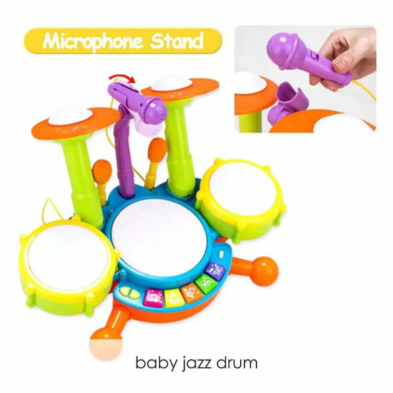 Mainan Jazz Drum Set Mainan Edukasi Musik Anak Bayi Balita Musical Toys Piano Microphone Karaoke