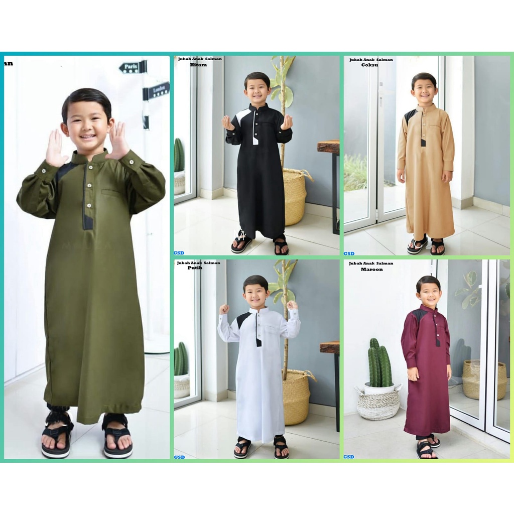 Jubah anak salman/baju koko anak 3-5 tahun/setelan koko anak/setelan muslim anak/baju koko anak