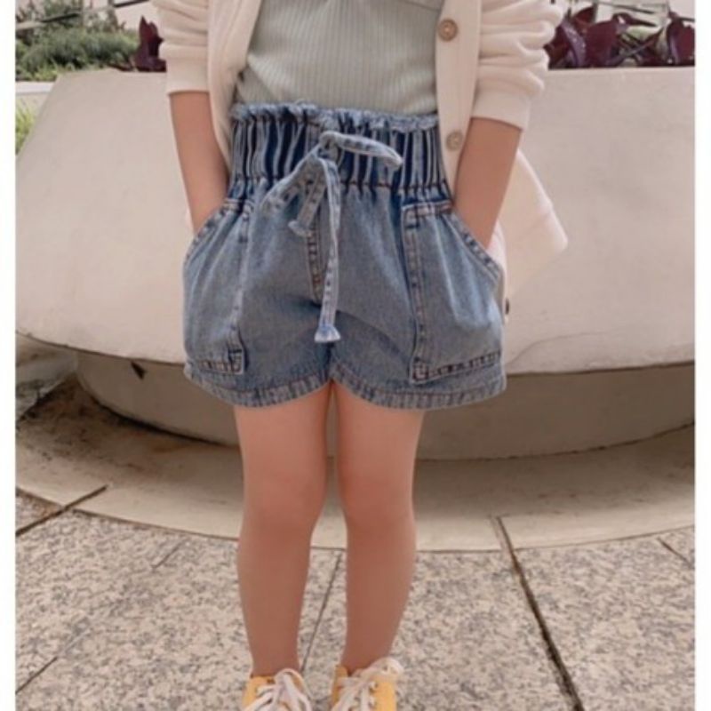 Hot Pants Anak Pita / Celana Pendek Hotpants Jeans  Anak Perempuan 1-7 Tahun