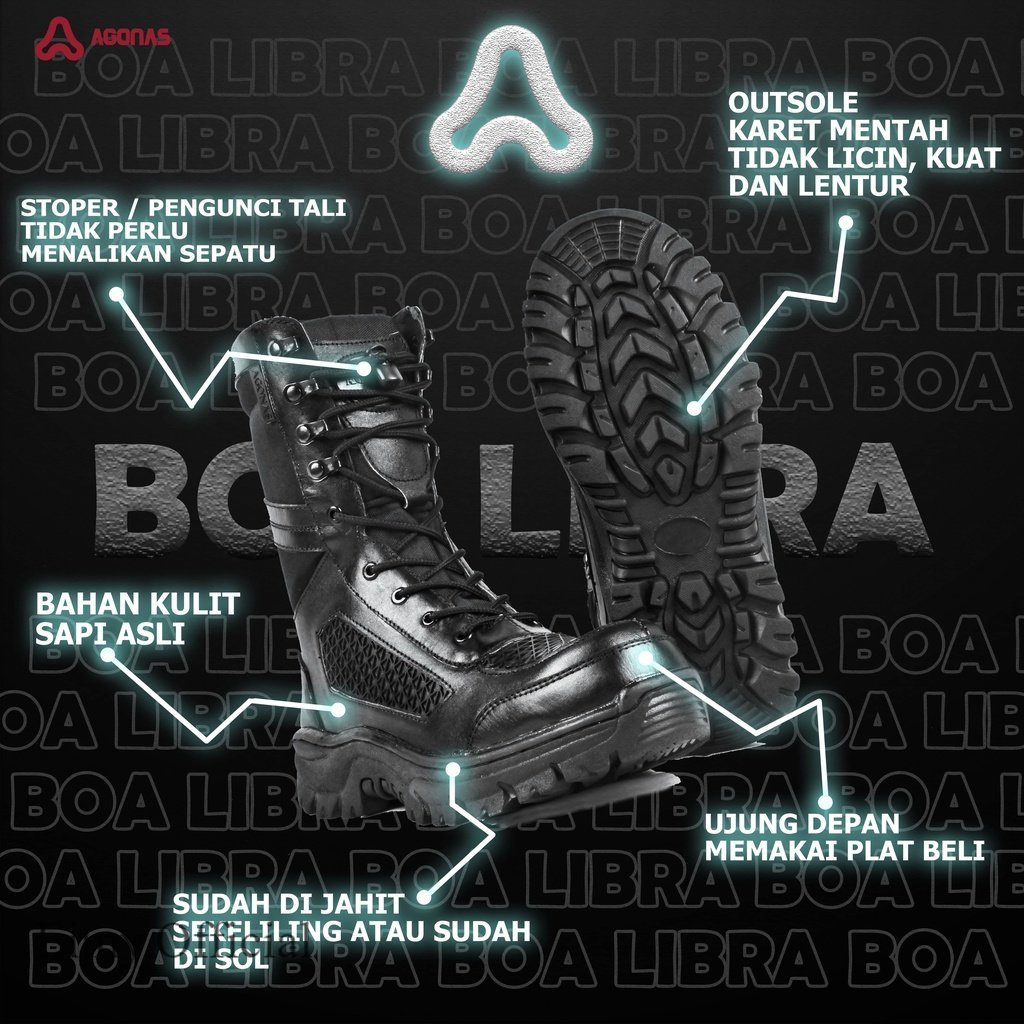 Eimy - Original Shoes Brand Agonas Sepatu PDL Boa M2 Kulit Sapi Asli + Box