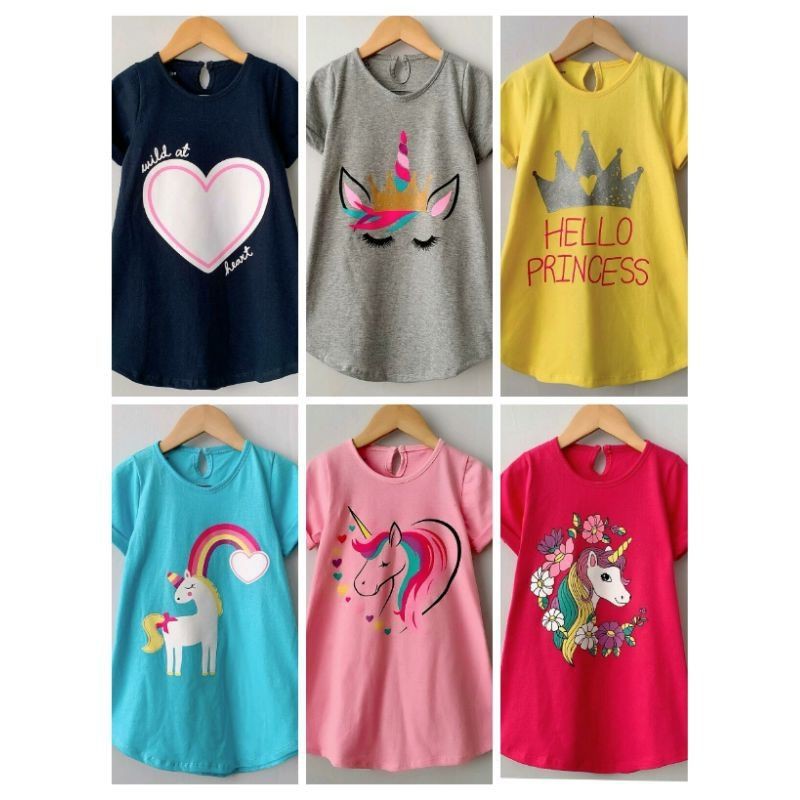 DASTER ANAK SMILEE SABLON MIX MOTIF / DRESS ANAK PEREMPUAN