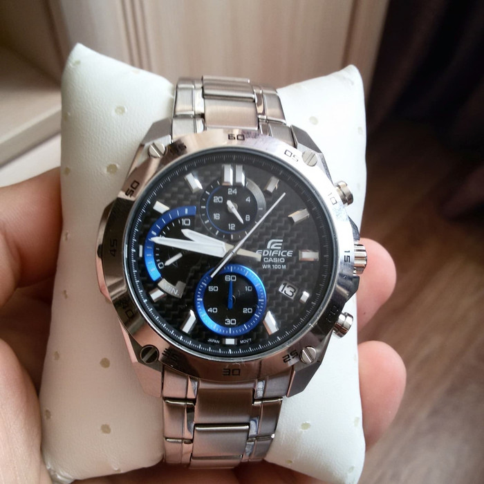 Jam Tangan Pria Casio Edifice EFR-557 CD Silver List Blue Original BM