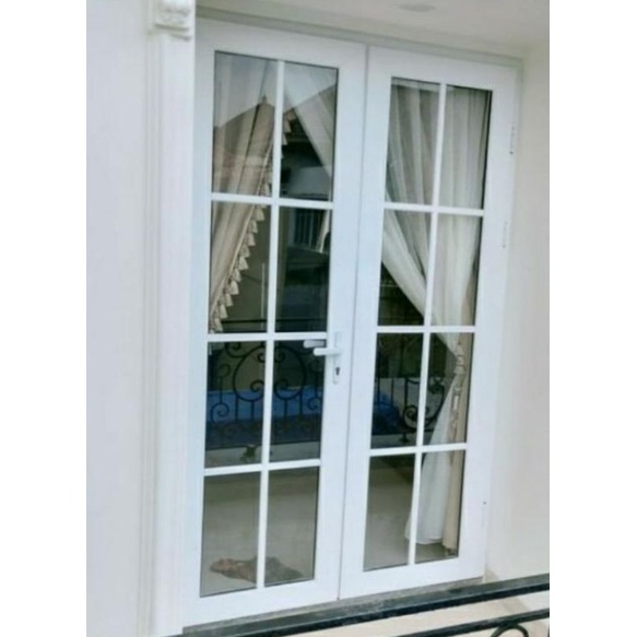 pintu alumunium double  swing kaca list ornamen free ongkir jabodetabek