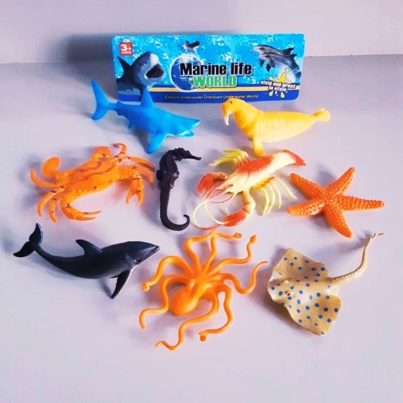 Mainan Set Hewan Laut Karet Besar - Figur Binatang Satwa Liar Edukasi
