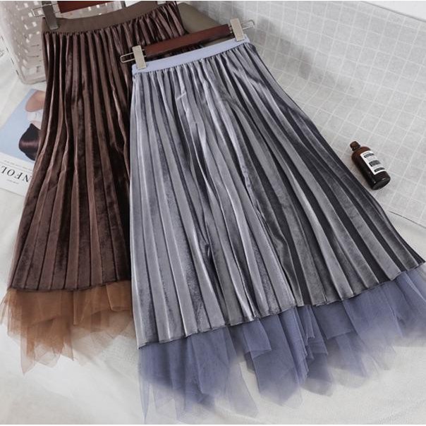 HOT SELL FW R72HK Rok Tutu Velvet 2in1 IMPORT / Rok Tutu Velvet BolakBalik / 2in1 Plisket Velvet /