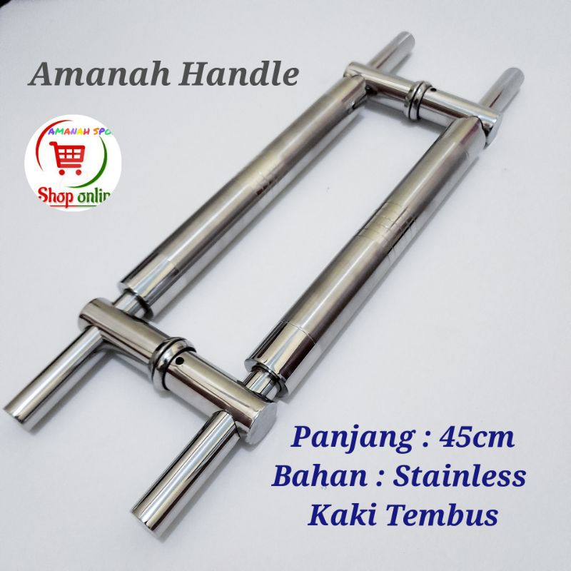 Baut Tembus / Handle pintu rumah kaca baut tembus - Gagang pintu rumah polos Bulat stainless 45cm