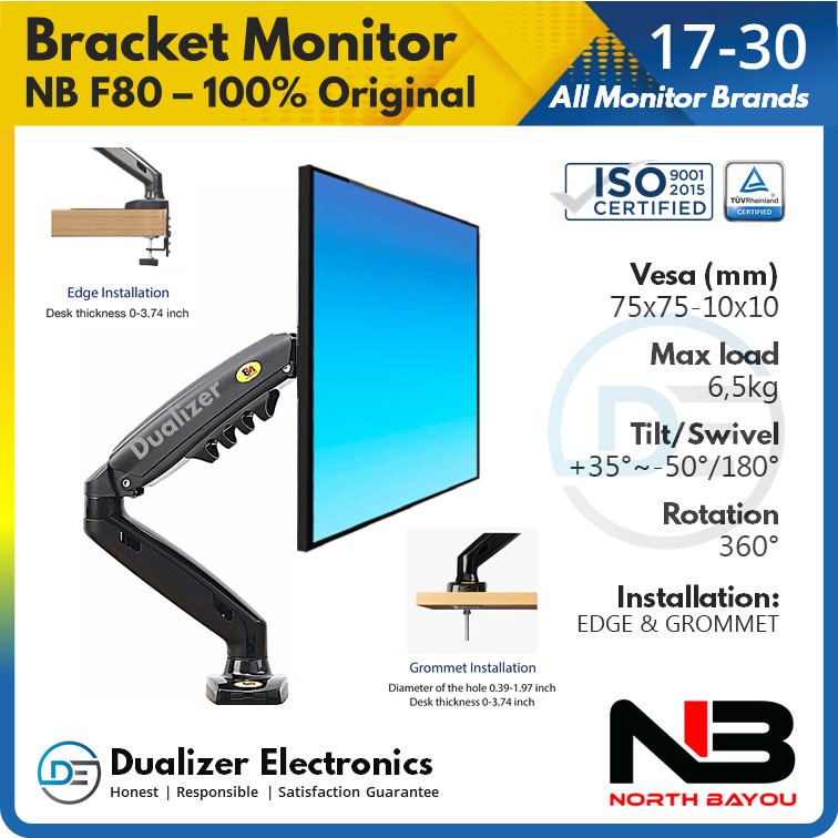 Bracket Monitor TV LED LCD 17 22 24 27 30 Inch Gas Spring North Bayou NB F80 NBF80