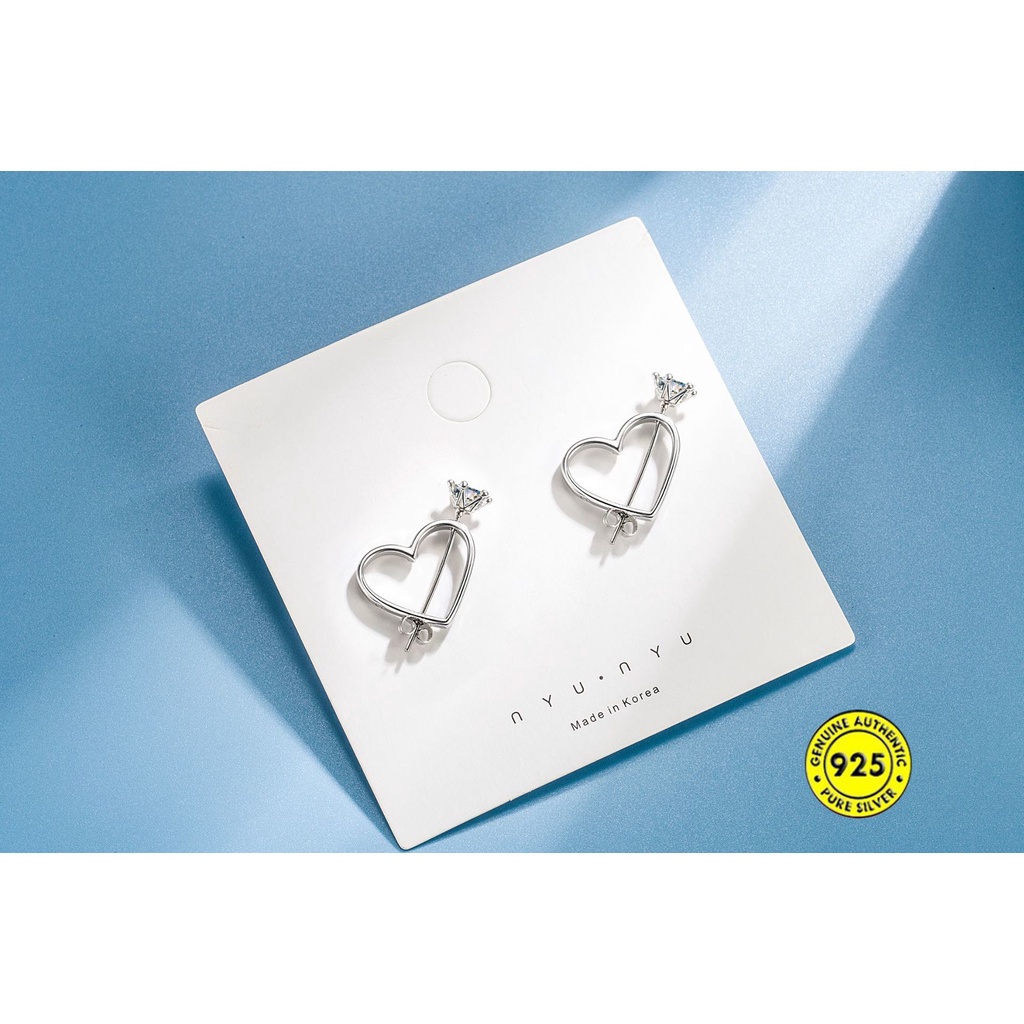 Anting Tusuk Bahan Alloy Warna Silver Dengan Batu Zircon Untuk Wanita