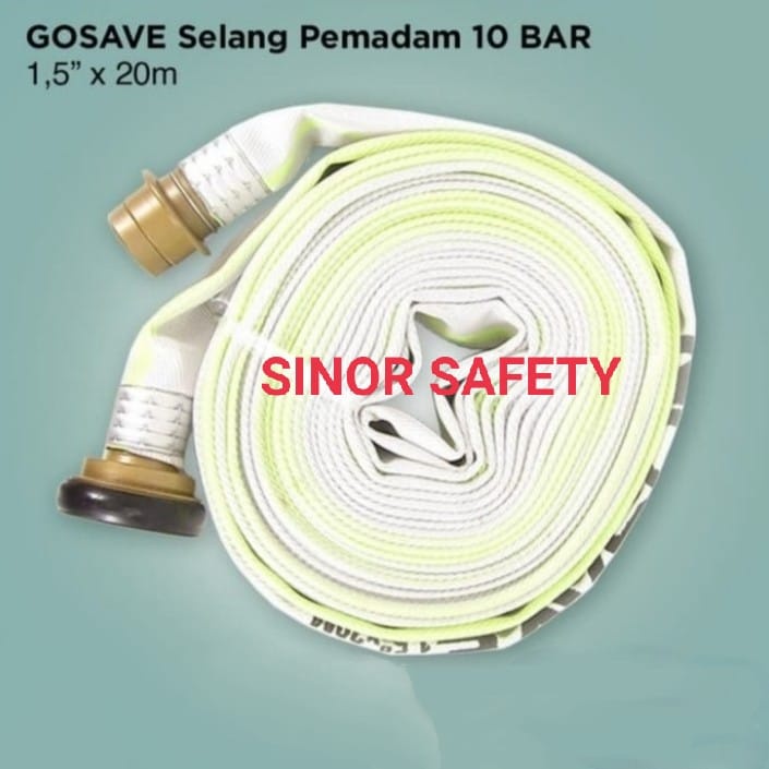 Selang Hydrant GOSAVE Pemadam 10 Bar 1.5 x 20 Meter Coupling Machino