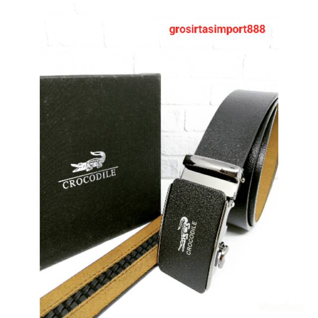 ikat pinggang rel pria kulit asli Crocodile