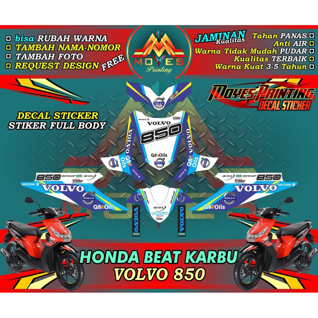 Stiker Decal Motor Beat Karbu Fullbody Stiker Variasi Aksesoris Motor Beat Karbu