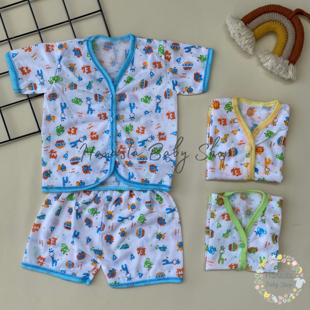 Setelan Baju Lengan Pendek Bayi Baru Lahir Murah Motif Animal Lokal