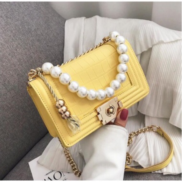 SG2644 syafniegalery tas  selempang tali mutiara  croco 