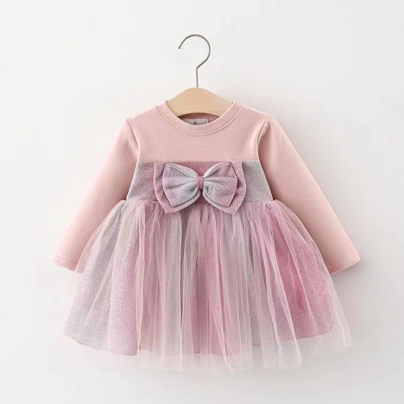 KF CAT Dress Anak Perempuan Gaun Tutu Pesta Ulang Tahun Pita Manis  Lengan Panjang Korea Fashion Trendy Import 6 Bulan-3 Tahun-2