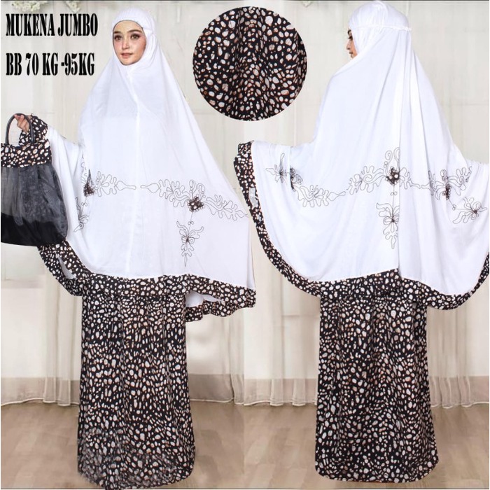 Micci Fashion Mukena Jumbo Batik Kadot - Hitam/Putih