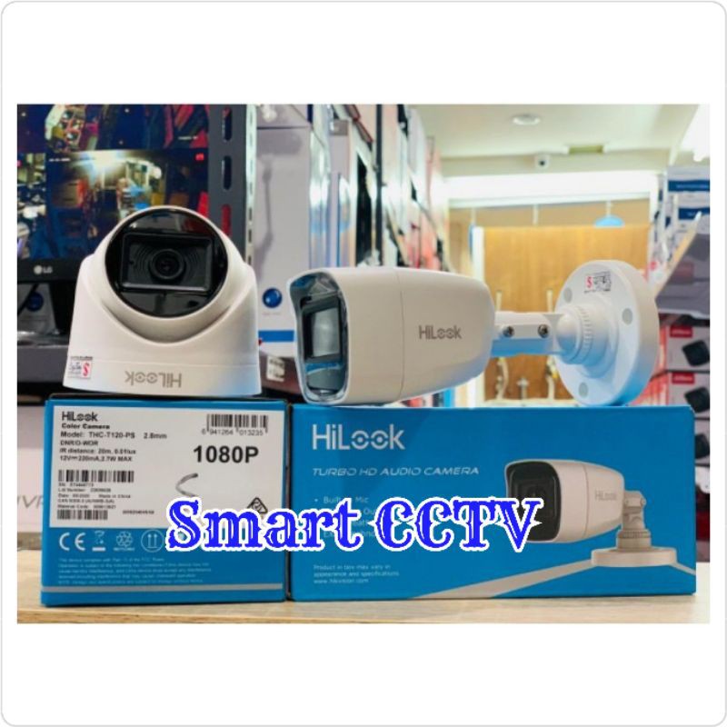 PAKET CCTV HILOOK 4CH 4 KAMERA 2MP BUILT IN AUDIO KOMPLIT