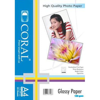 

Kertas Photo Coral Glossy A4-180 Gr (Pack=20 Sheets)