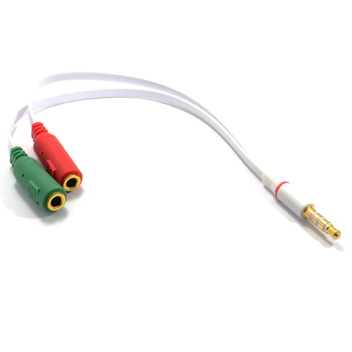 Splitter Audio Kabel 3.5mm Male to 3.5mm Mic and Headphone Flat - Audio Splitter - Aux Splitter