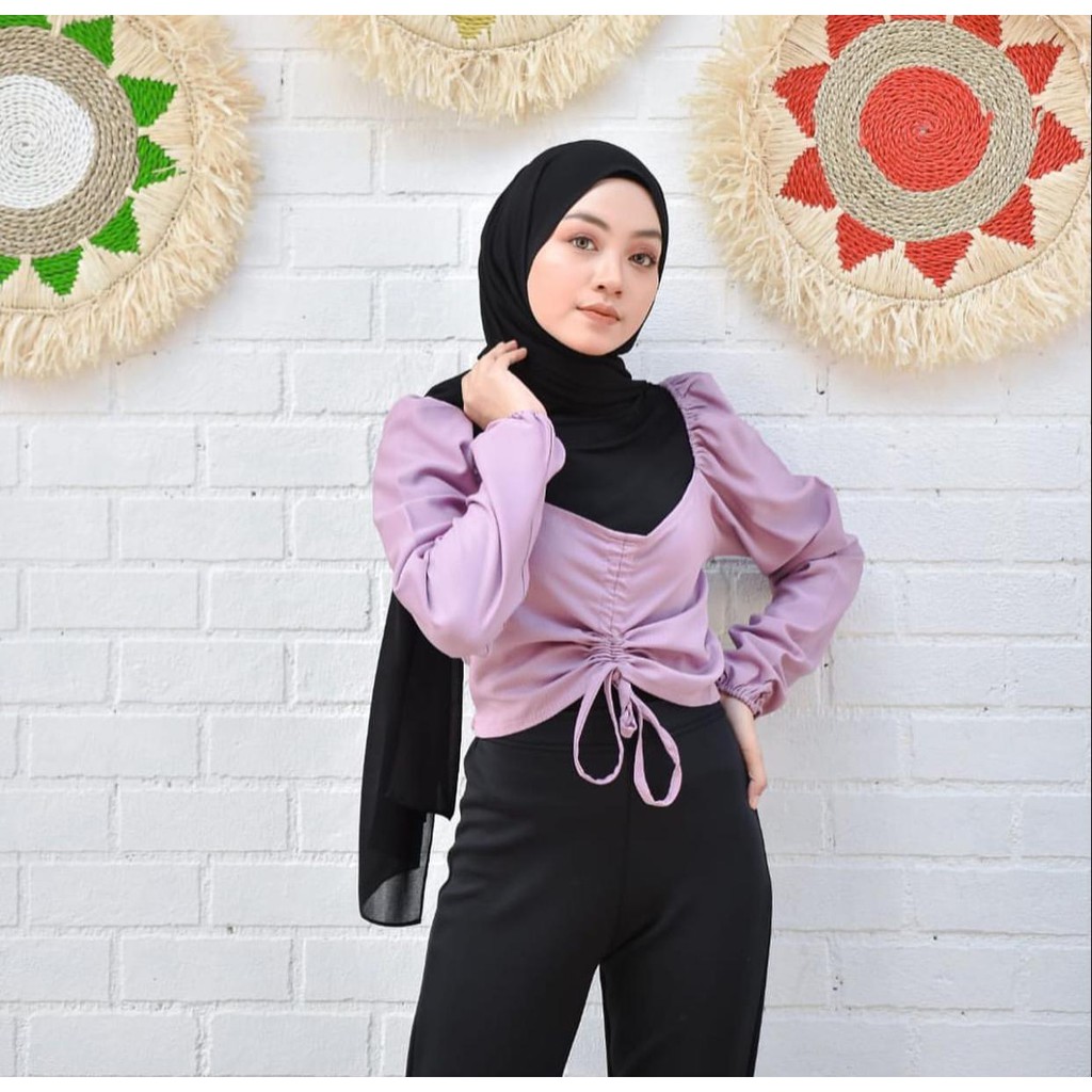 1KG MUAT 6PCS | GHEA BLOUSE POLOS SERUT TALI HITS SELEBGRAM FASHION WANITA MUSLIMAH