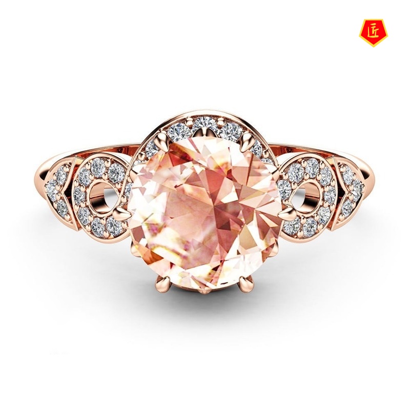 [Ready Stock]18K Rose Gold Creative Full Rhinestone Ring Elegant Fashion