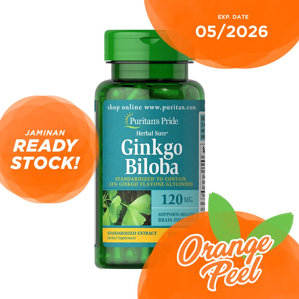 Puritan Ginkgo Biloba Standardized Extract 120 mg 100 Capsules