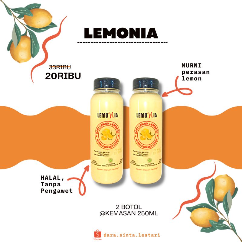 

SARI LEMON LEMONIA 2 BOTOL UNTUK DAYA TAHAN TUBUH DAN DIET
