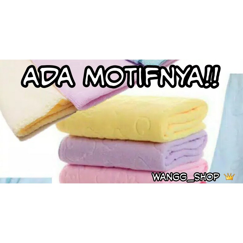HANDUK BESAR MICROFIBER POLOS/MOTIF UKURAN BESAR 70 X 140 / HANDUK MANDI LEMBUT
