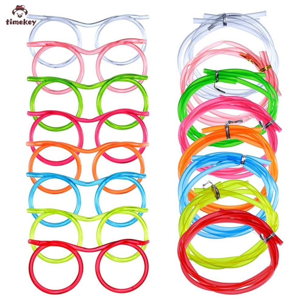 [READY] Kid Fun Colorful Eyeglass Frames Straw Silly Multi-colors Drinking Straws JP6