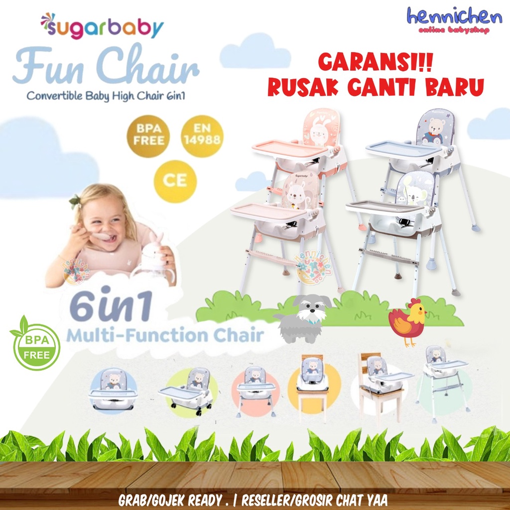 GRAB / GOJEK SUGAR BABY FUN CHAIR KURSI BAYI MY CHAIR KURSI SUGARBABY / 4IN1 FOLDED BOOSTER  &amp; CHAIR SIT ON ME (CONVERTIBLE BABY HIGH CHAIR 6IN1)