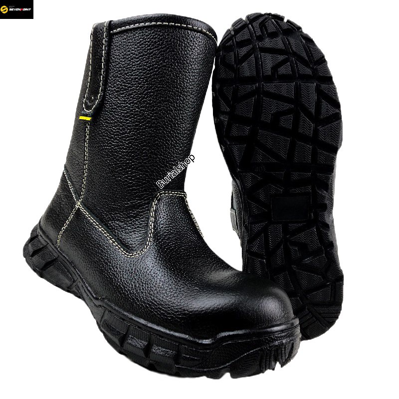 Sepatu Safety Boots Proyek Kulit Sapi Asli Kerja Lapangan Septi Sefty Ujung Besi 05 BS