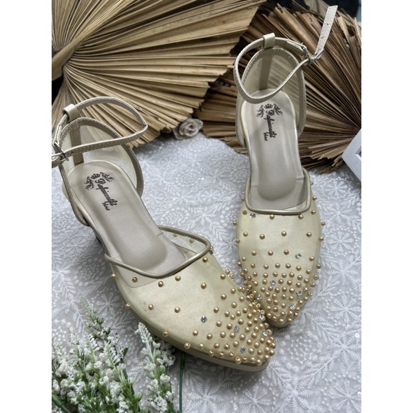 sepatu wanita Rafaizoutfit Aqila gold tinggi 7cm tahu