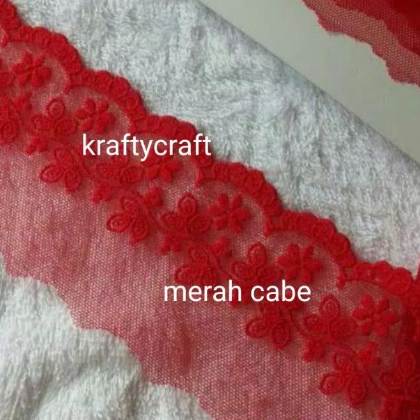 Renda tile bunga bordir rajut brokat gyper / giper katun baju mukena kebaya meteran harga 1 ROLL ←