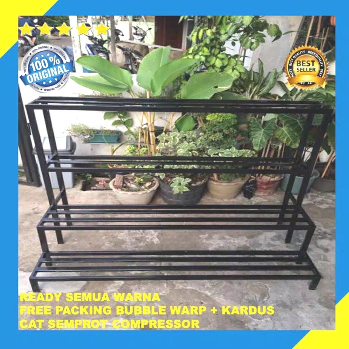 Rak Tanaman - Rak Bunga Susun Besi Tanaman Hias Minimalis Bertingkat 4 Susun Polos