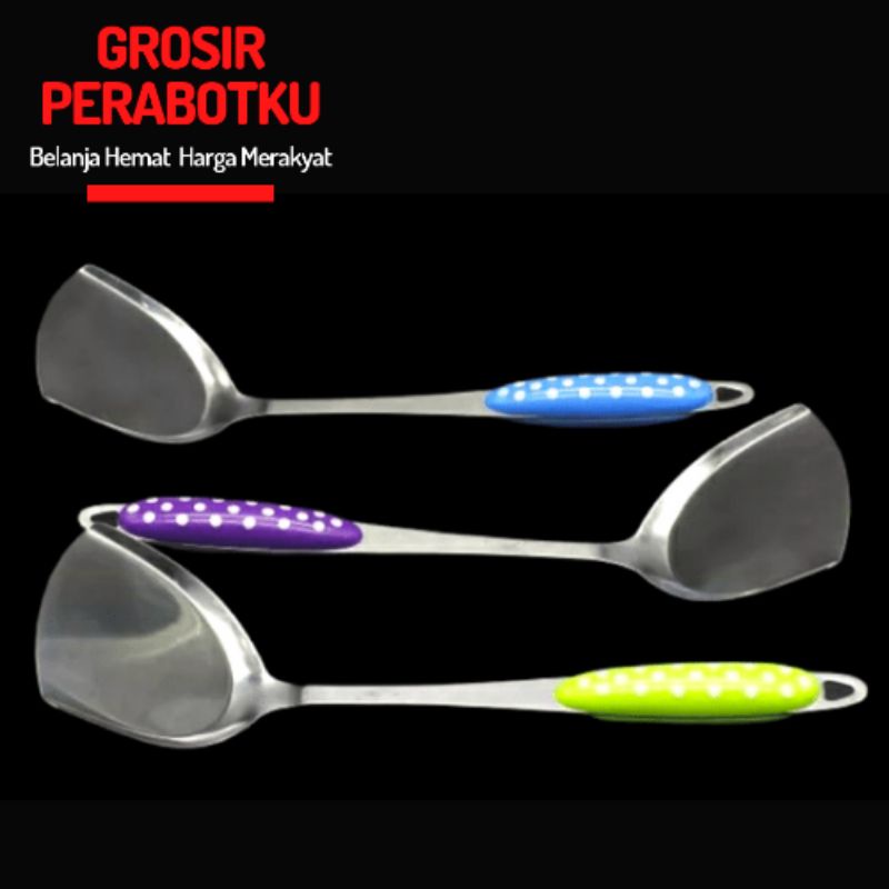 Sodet Polkadot Stainless Steel Spatula Motif Polkadot Sodet Polkadot Spatula Penggorengan Sutil Polkadot