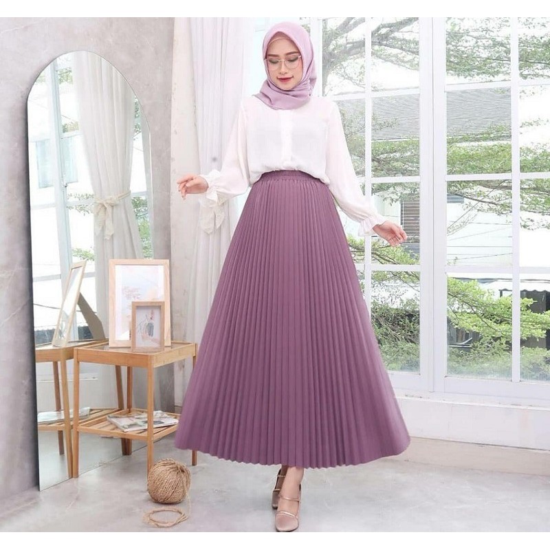 Pliset jersey store termurah rok  wanita  muslim trendy 